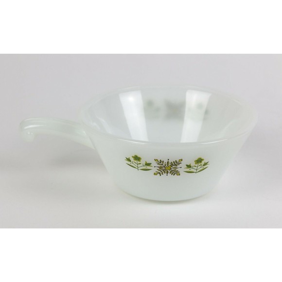 Vintage Anchor Hocking Fire King Meadow Green Handled Soup Chili Bowl - Picture 4 of 6